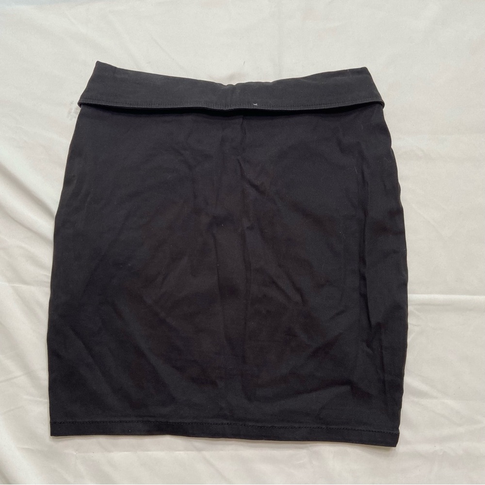 Vintage Bongo Black Zip Front Mini Skirt Size 7 Moto Utility Y2K Stretch - Picture 4 of 6